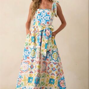 Red Dress Boutique Vibrant Tile Print Maxi Dress